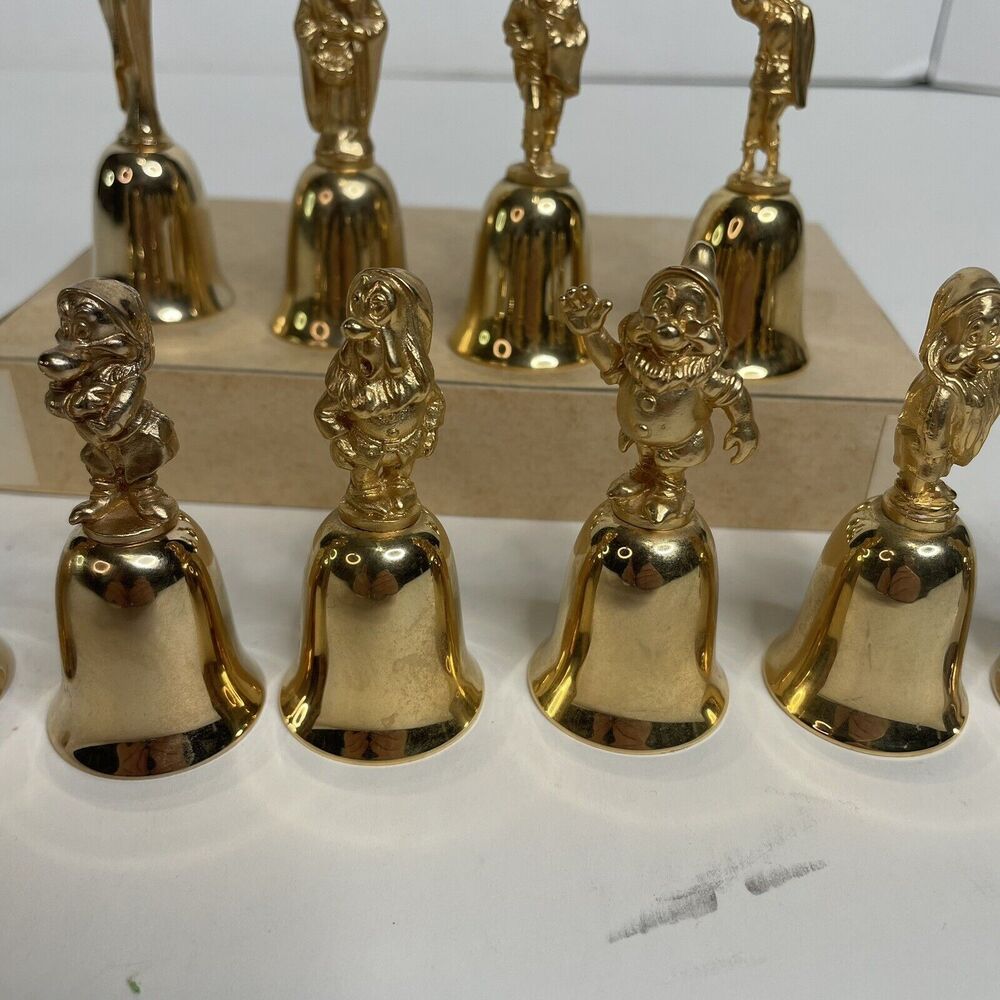 Vintage Snow White And The Seven Dwarves Gold Bells, Set Of 12, Reed & Barton - Picture 3 of 11